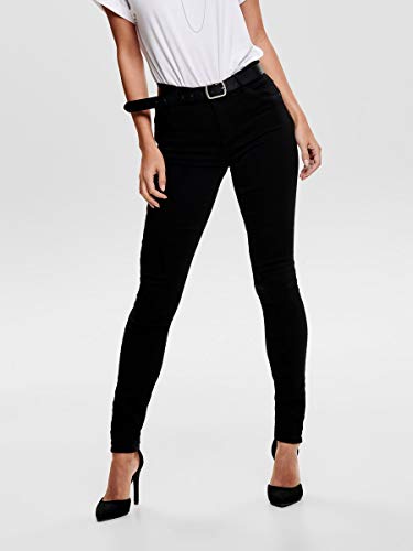 Only onlRAIN REG Skinny Jeans CRY6060 Noos Vaqueros, Negro (Black Denim), 36 /L32 (Talla del Fabricante: Small) para Mujer