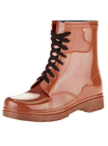 oodji Ultra Mujer Botas de Goma Cortas con Cordones, Marrón, 38 EU / 5 UK