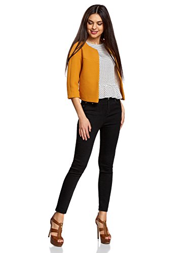 oodji Ultra Mujer Chaqueta Ancha con Ganchillos, Naranja, ES 44 / XL