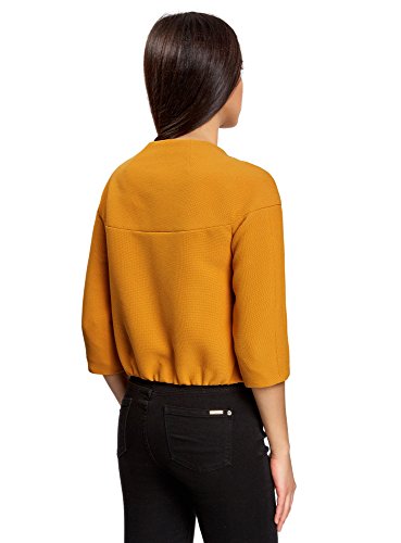 oodji Ultra Mujer Chaqueta Ancha con Ganchillos, Naranja, ES 44 / XL