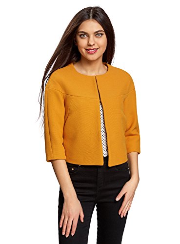 oodji Ultra Mujer Chaqueta Ancha con Ganchillos, Naranja, ES 44 / XL