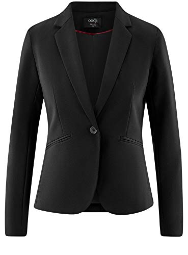 oodji Ultra Mujer Chaqueta Básica Ajustada, Negro, ES 38 / S