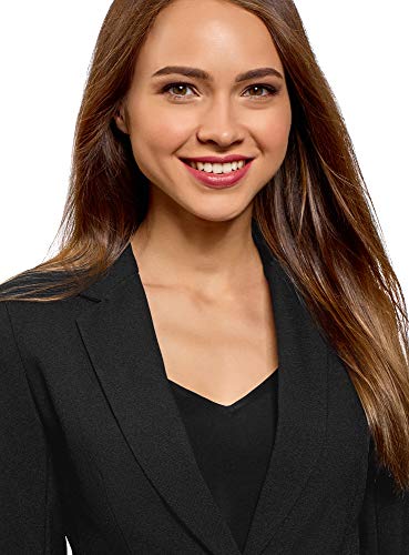 oodji Ultra Mujer Chaqueta Básica Ajustada, Negro, ES 38 / S