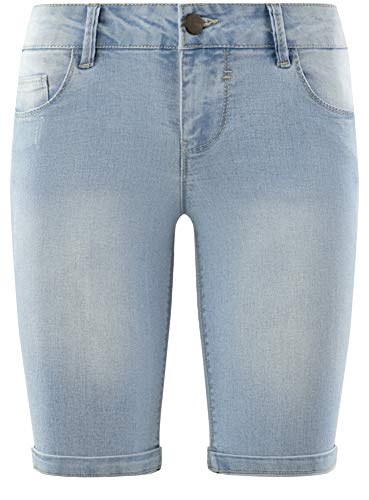 oodji Ultra Mujer Pantalón Corto Vaquero Alargado, Azul, ES 36 / XS, Talla fabricante: 26