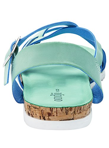 oodji Ultra Mujer Sandalias Básicas de Piel Sintética, Verde, 39 EU / 6 UK