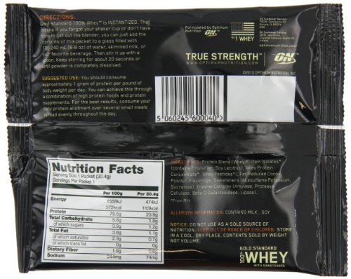 Optimum Nutrition Gold Standard 100% Whey Proteína en Polvo, Chocolate - 24 unidosis