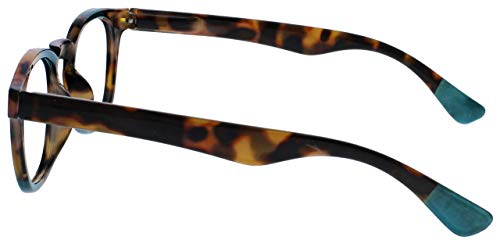 Opulize Ava Mujeres Señoras Marrón Carey Turquoise Súper Ajuste Cómodo Gafas De Lectura Bisagras Resorte R62-Q +1,50