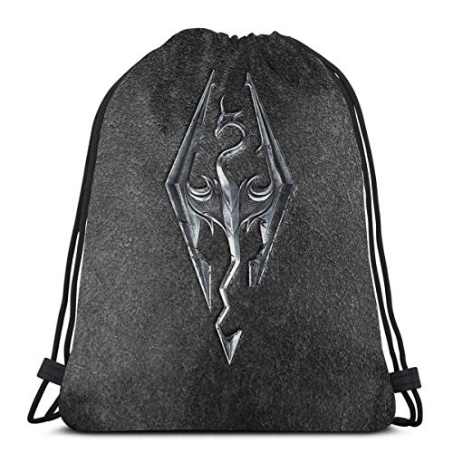 orangefruit Skyrim Logo - Hierro en Relieve en Granito Mochila Deportiva Plegable Impermeable Bolsa de Gimnasio Saco Mochila con cordón 36x43 cm