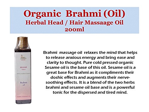 Organic Brahmi Oil - 100% USDA CERTIFIED ORGANIC - Ayurvedic Head Massage Oil - 150ml