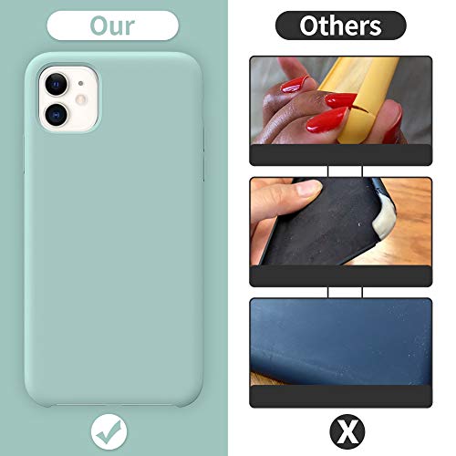 ORNARTO Funda Silicone Case para iPhone 11, Carcasa de Silicona Líquida Suave Antichoque Bumper para iPhone 11 (2019) 6,1 Pulgadas-Menta Verde