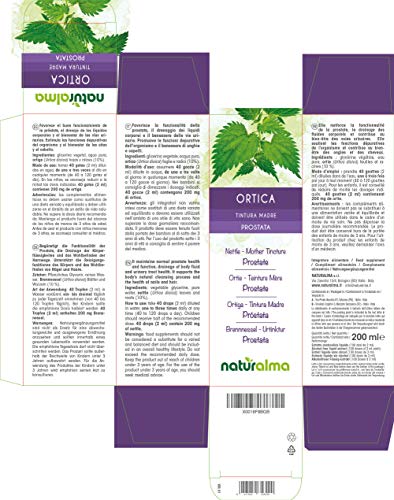 ORTIGA (Urtica dioica) hojas y raíces Tintura Madre sin alcohol NATURALMA | Extracto líquido gotas 200 ml | Complemento alimenticio | Vegano