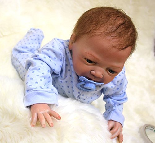 OUBL 18pulgadas 45 cm Bebe Reborn muñeca niño Silicona Real Ojos Abiertos Realista Baby Doll Boy Toddler Juguetes Recien Nacidos Toy