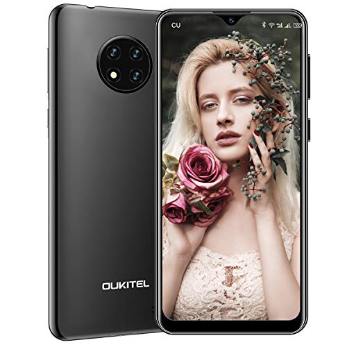 OUKITEL C19 Android 10.0 4G Smartphone Libre, 6.49" 19.5:9 HD+ Waterdrop Pantalla, Batería 4000mAh, Cámara Trasera Triple,2GB RAM+16GB ROM Escalable a 256GB,Dual SIM Teléfono Movil,Face ID (Negro)