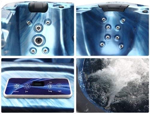 Outdoor Whirlpool Al Aire Libre Hot Tub Troja Spa color: AZUL CON 44 BOQUILLA DE MASAJE + Calefacción + OZONO LIMPIEZA + Iluminación LED für 5-6 personas Al Aire Libre