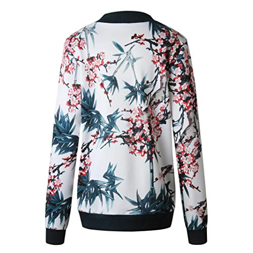 Overdose Las Nuevas SeñOras De Las Mujeres Retro Floral O-Cuello Zipper Up Bomber Mejor Venden Chaqueta Casual Outwear