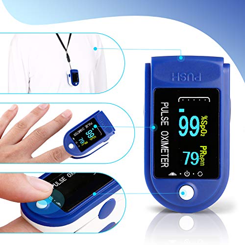 Oxímetro Dedo con Pantalla LCD Pulsioxímetro de Pulso para Medición de SpO2 con Alarma y 4 Direcciones Giratorias Certificado por CE para Adultos y Niños