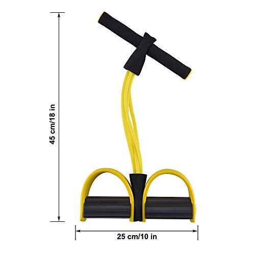 Oziral Cuerda de Tensión Multifunción para Fitness, Actualización 4 Tubos Elástico Pierna ejercitador Sit-up Culturismo expansor, Pedal Bandas de Resistencia para Gimnasio en casa -Amarillo