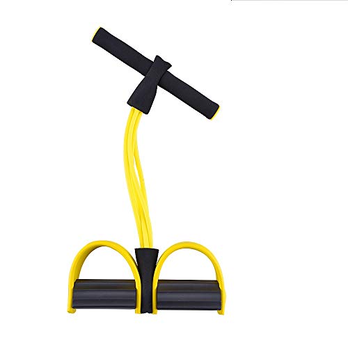 Oziral Cuerda de Tensión Multifunción para Fitness, Actualización 4 Tubos Elástico Pierna ejercitador Sit-up Culturismo expansor, Pedal Bandas de Resistencia para Gimnasio en casa -Amarillo