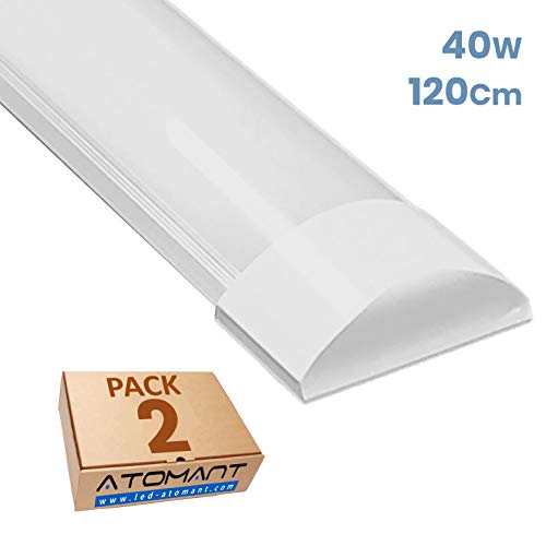 Pack 2X Lampara Luminaria 120cm. 40w. Color Blanco Frio (6500K). 3300 Lumenes. IP44. Facil de limpiar. A++