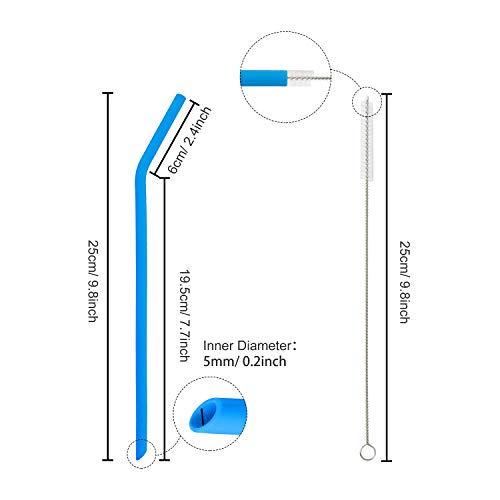 Pajitas de Silicona Reutilizables Plegable Ecológico Sin BPA Pajas de Beber con 2 Cepillos de Limpieza para Bebidas Frías Juice Coffee Cóctel para Adultos y Niño 6 Piezas