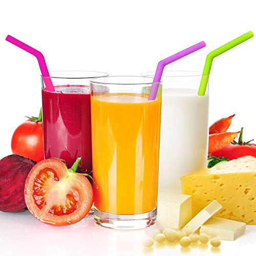 Pajitas de Silicona Reutilizables Plegable Ecológico Sin BPA Pajas de Beber con 2 Cepillos de Limpieza para Bebidas Frías Juice Coffee Cóctel para Adultos y Niño 6 Piezas