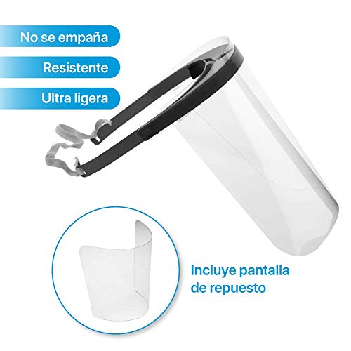 Pantalla protectora facial transparente, visera en forma de mascara para usos sanitarios gafas protectoras para evitar contaminación de los ojos a partir de salpicaduras Hombre/Mujer