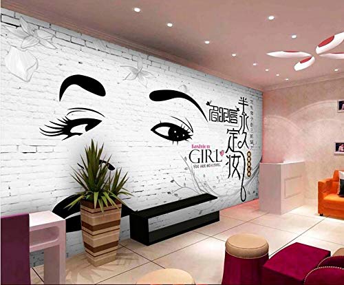 Papel Pintado Mural Pared De Ladrillo Tienda De Belleza Ceja Labio Semi Inicio Pintura Mural,Fondo Permanente Del Tatuaje Pared De La Pared Decoración Casera,250Cmx175Cm