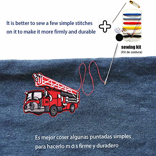 Parches para niños con dibujos de camión de bombero, coche, bus, 14 piezas para planchar o coser, ideales para chaquetas, vaqueros, mochilas, etc