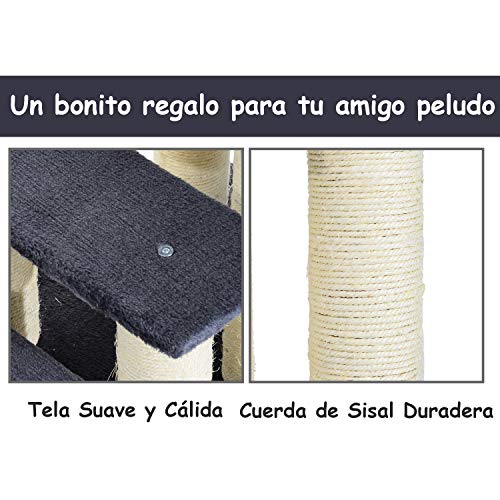 Pawhut Escalera para Mascotas Escalera para Gatos Perros Mayores Enfermos Pequeños Cubierta Suave de Peluche Rascador de Sisal Estable 4 Pasos 60x42x61 cm Gris