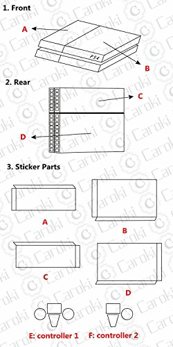 Pegatina para la cara de caroki de PS4 [2 pegatinas de controlador] pegatina para la piel de Sony Playstation 4 Console x 1 y controlador x 2