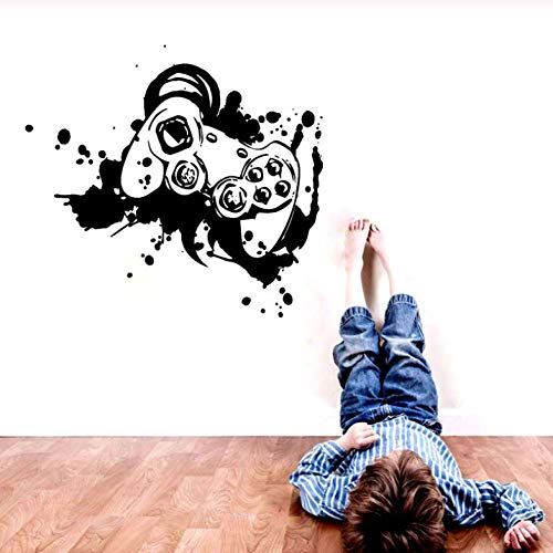 Pegatinas de pared Motivacional Video Gaming Quote Wall Decal Controller Gamepad Joystick Vinyl Sticker Art Decorations Niños Boys Room Decor 49x42cm