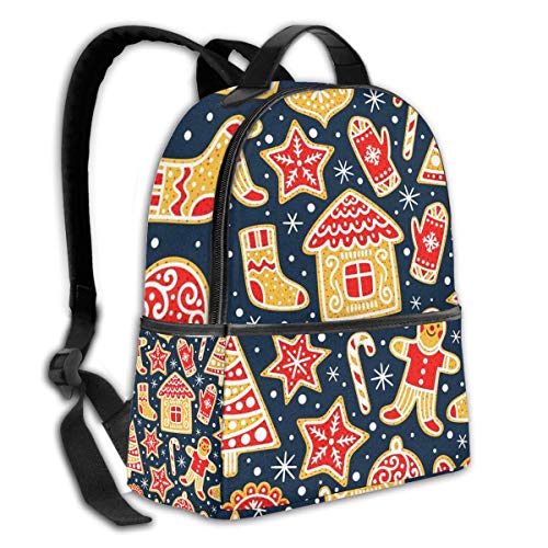 PEIGJH Mochilas Escolares Bolsa Daypack Mochila Tipo Casual para Niños y Niñas para Portátiles y Netbooks Galletas de Jengibre de Invierno de Navidad