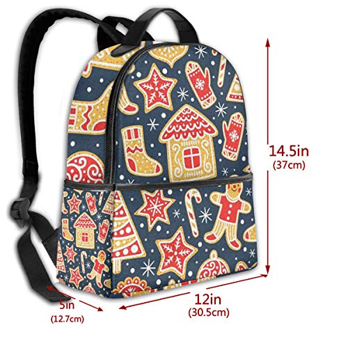 PEIGJH Mochilas Escolares Bolsa Daypack Mochila Tipo Casual para Niños y Niñas para Portátiles y Netbooks Galletas de Jengibre de Invierno de Navidad