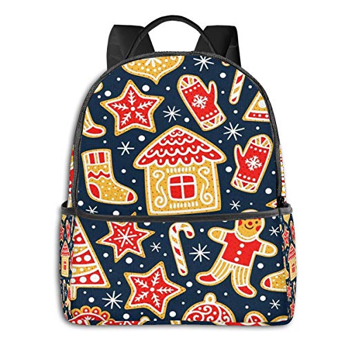 PEIGJH Mochilas Escolares Bolsa Daypack Mochila Tipo Casual para Niños y Niñas para Portátiles y Netbooks Galletas de Jengibre de Invierno de Navidad