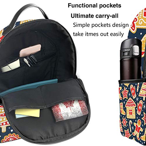 PEIGJH Mochilas Escolares Bolsa Daypack Mochila Tipo Casual para Niños y Niñas para Portátiles y Netbooks Galletas de Jengibre de Invierno de Navidad