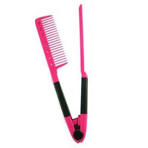 Peine en forma de V - TOOGOO(R)Peine de diseno en forma de V plegable para planchar el pelo de DIY de salon de pelo de belleza de color negro rojo rosado