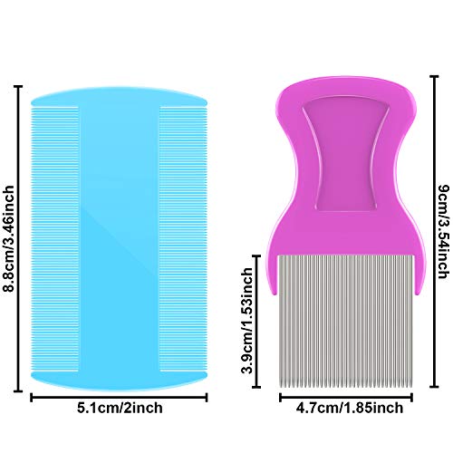 Peines para eliminar los piojos, de 6 piezas, incluye dientes de metal de 3 piezas, dientes de doble cara de 3 piezas para el aseo y la eliminación de escamas o piojos de caspa(Color A)