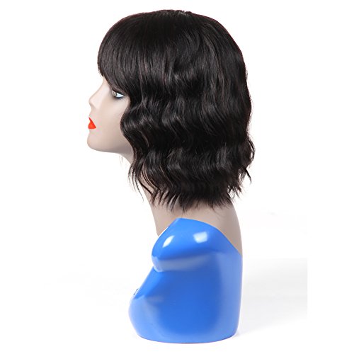 Pelucas de cabello humano ondulado corto con flequillo, UDU None Lace Frontal Wig 10inch 100g Short Curly Bob Wigs Natural Look Short Bobs Pelucas onduladas Brasileño Wave Wave Peluca