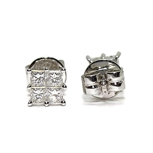 Pendientes de 0.75Cts de diamantes talla princesa. 6mm x 6mm. presión Never say never