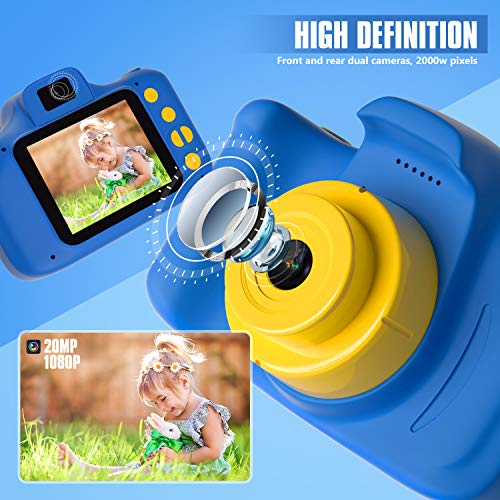 Peradix Cámara para Niños con 32GB TF,Camara Foto Niños,1080P HD Selfie Video Cámara Infantil,Camara de Fotos para Niños,Cámara Digital para Niños, Regalos de Juguete para Niños(Azul)