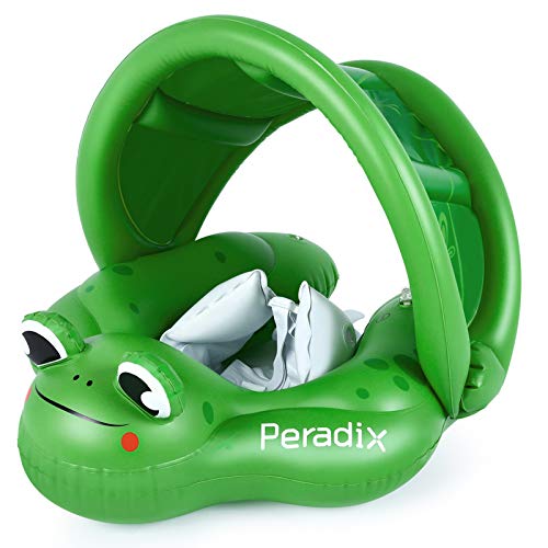 Peradix Flotador de Natación para Bebé.Flotadores para bebés con Bomba Manual,Flotador Cuello Bebe Ajustable Inflable Doble Airbag Flotador de Natación Piscina Nadar Anillo para Niños (Verde)