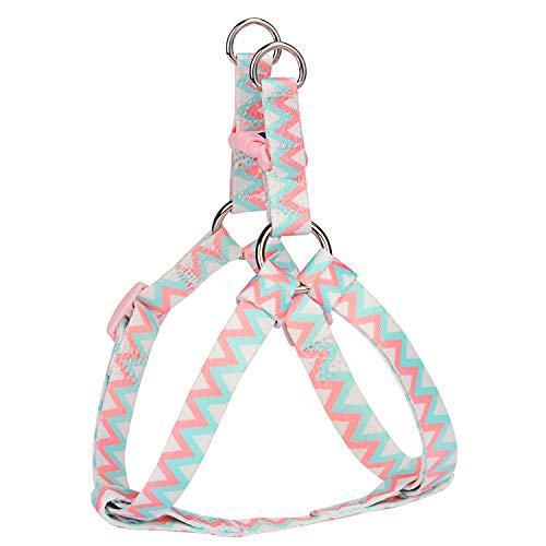 PETLOFT Arnés para Perro, Textura Suave, Ajustable, Arnés para Perro con Impresión Divertida, Doble Anillos de Acero Inoxidable y Duradero Fácil Correa Clip (Rosado, M)