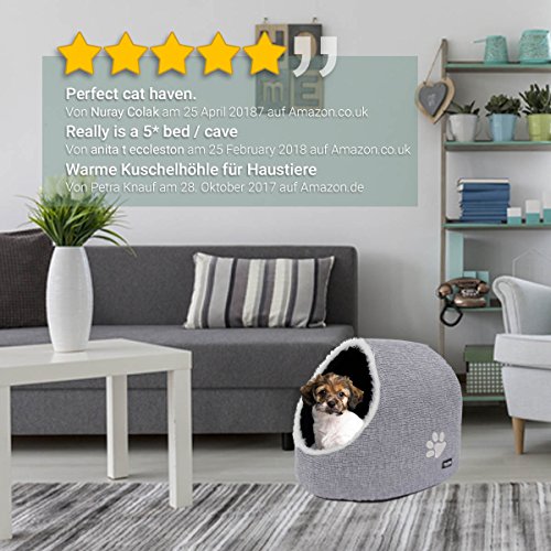 PetPäl Cueva para Animales | para Gatos y Perros pequeños | Casa de Gato Cama Cueva para Perros Mascotas | Suave Cueva con Cojín Extraíble