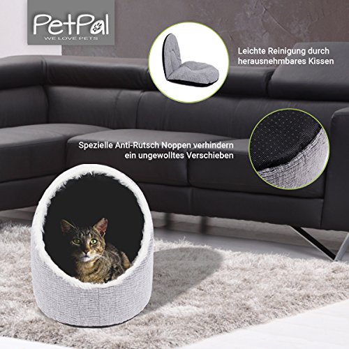 PetPäl Cueva para Animales | para Gatos y Perros pequeños | Casa de Gato Cama Cueva para Perros Mascotas | Suave Cueva con Cojín Extraíble