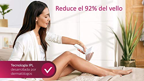 Philips Lumea Prestige BRI956/00 - Depiladora Luz Pulsada para la Depilación Permanente del Vello Visible en Casa con 4 Cabezales: Cuerpo, Bikini, Axilas y Cara, Blanco y Rosa