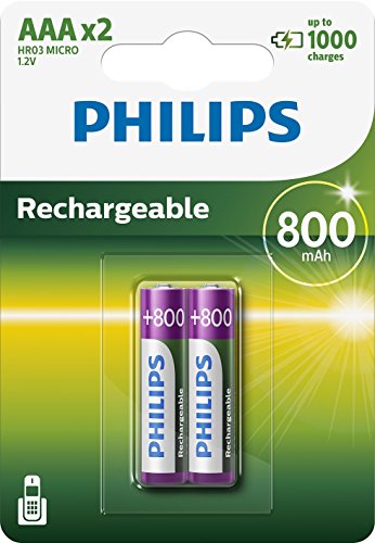 Philips Multi Life - Pilas recargables NiMH AAA 800 mAh (Paquete de 2)