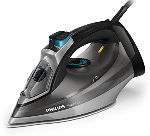 Philips PowerLife - Plancha (Plancha a vapor, Suela de SteamGlide, 200 g/min, Negro, Gris, 45 g/min, 0,32 L)