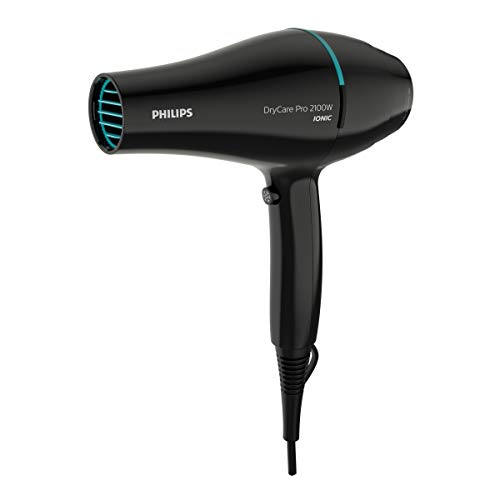 Philips Thermoprotect - Secador de Pelo Profesional, motor AC, cuidado iónico, boquilla 9 mm y 6 velocidades, temperatura ThermoProtect, 2100 W, negro y turquesa, BHD272/00