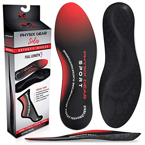 Physix Gear Sport Plantillas Fascitis Plantar, la Mejor Plantilla ortopédica para Arco Plantar, Plantillas Trabajo o Plantillas para Zapatillas, Plantillas ortopédicas para Fascitis Plantar, 1 par, S