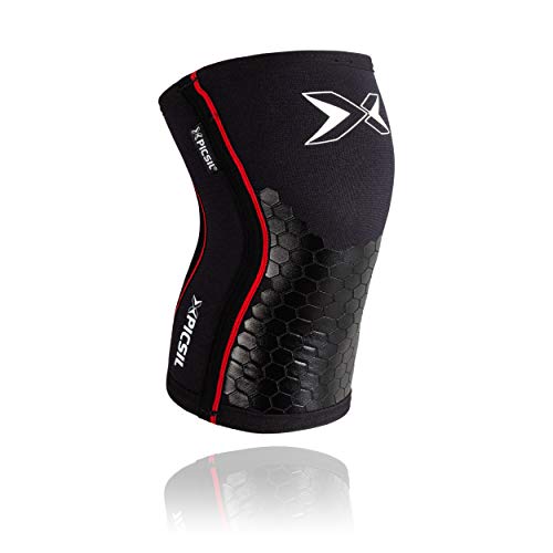 PicSil Rodilleras (1 PAR) - 5&7mm Knee Sleeves - Rodilleras para Halterofilia, Deporte Funcional, Levantamiento de Pesas, Running.Hombre y Mujer (5mm - Small, Black&Hexagon)